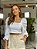 Top Cropped Feminino Princesa Laise Bordada Manga Longa Branco - Imagem 1