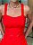 Top Cropped Feminino Alfaiataria Recortes Com Botões Tomate - Imagem 2