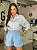 Camisa Feminina Oversized Tricoline Listrada Azul e Branco - Imagem 3