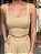 Top Cropped Feminino Alfaiataria Recortes Com Botões Camel - Imagem 1