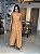 Vestido Feminino Camadas Longo Regata Com Forro Camel - Imagem 1