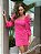 Vestido Feminino Princesa Laise Bordada Manga Bufante Rosa Choque - Imagem 1