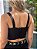 Top Cropped Feminino Alfaiataria Recortes Com Botões Preto - Imagem 2