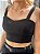 Top Cropped Feminino Alfaiataria Recortes Com Botões Preto - Imagem 1