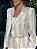 Blazer Cropped Feminino Alfaiataria Oversized Listra Natural - Imagem 2