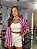 Camisa Feminina Oversized Tricoline Listrada Rosa, Azul e Branco - Imagem 3