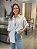 Camisa Feminina Oversized Algodão Maq 200 Fios Listrada Branca - Imagem 3