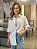 Camisa Feminina Oversized Algodão Maq 200 Fios Listrada Branca - Imagem 1