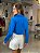 Camisa Cropped Feminina Tricoline Bolso Azul Bic - Imagem 4