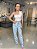 Top Cropped Feminino Tricô Alça Babados Off-White - Imagem 3