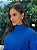 Blusa Feminina Tricô Desagulhado Gola Alta Azul Bic - Imagem 4