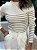 Blusa Feminina Tricô Canelado Listras Bege - Imagem 4