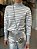 Blusa Feminina Tricô Listrada Cinza e Branco - Imagem 5