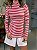 Blusa Feminina Ribana Canelada Gola Alta Listrada Vermelho - Imagem 3