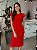 Vestido Feminino Midi Tricô Decote Redondo Vermelho - Imagem 1