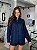 Camisa Feminina Oversized Linho 100% Azul Marinho - Imagem 8