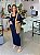 Vestido Feminino Midi Canelado com Fenda Chloe Azul Marinho - Imagem 2