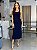 Vestido Feminino Midi Canelado com Fenda Chloe Azul Marinho - Imagem 1
