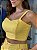 Top Cropped Feminino Alfaiataria Recortes Com Botões Baunilha - Imagem 2
