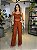 Top Cropped Feminino Alfaiataria Recortes Com Botões Marrom - Imagem 2