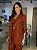 Maxi Blazer Feminino Alfaiataria Manga 7/8 Marrom - Imagem 3