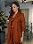 Maxi Blazer Feminino Alfaiataria Manga 7/8 Marrom - Imagem 1