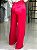 Calça Feminina Wide Leg Malha Acetinada Comfy Rosa Choque - Imagem 4