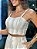Top Cropped Feminino Alfaiataria Botões Linho Misto Listra Natural - Imagem 1