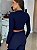 Cropped Feminino Ribana Canelada Manga Longa Basic Azul Marinho - Imagem 3
