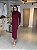 Vestido Feminino Midi Canelado com Fenda Virginia Vinho - Imagem 1