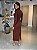 Vestido Feminino Midi Canelado com Fenda Virginia Marrom - Imagem 4