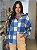 Camisa Feminina Oversized Winter Xadrez Azul - Imagem 1