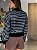 Blusa Feminina Tricô Listrada Desagulhada Preto - Imagem 3