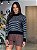 Blusa Feminina Tricô Listrada Desagulhada Preto - Imagem 1