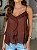 Blusa Feminina Alça Chiffon com Babados Marrom - Imagem 2