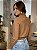 Blusa Feminina Cropped Tricô Gola Alta Camel - Imagem 3