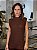 Blusa Feminina Tricô Regata Gola Marrom - Imagem 1
