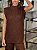 Blusa Feminina Tricô Regata Gola Marrom - Imagem 2