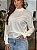 Blusa Feminina Tricô Gola Alta Manga Longa Branco - Imagem 2