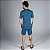 Pijama Masculino Curto Listrado Azul Jade - Imagem 4