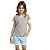 Pijama Infantil Feminino Curto Atolhado com Bolso Turquesa - Imagem 1