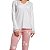 Pijama Feminino de Inverno Rosê Floral com Blusa Off White e Renda - Imagem 2