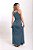 Vestido Longo Alça Estonado M/Malha Algodão Azul Jeans - Imagem 3