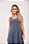 Vestido Midi Estonado M/Malha Algodão Casual Azul Jeans - Imagem 2