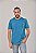 Camiseta Masculina Estonada Lisa Algodão Azul Turquesa - Imagem 2