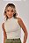 Cropped Gola Alta Feminina Ribana Estonada Off White - Imagem 1
