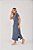Vestido Midi Fenda Estonado M/Malha Algodão Azul Jeans - Imagem 3