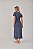 Vestido Midi Fenda Estonado M/Malha Algodão Azul Jeans - Imagem 5