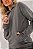 Blusa Feminina Capuz Moletom Estonado Algodão Chumbo - Imagem 3