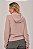 Blusa Feminina Capuz Moletom Estonado Algodão Rosé - Imagem 2